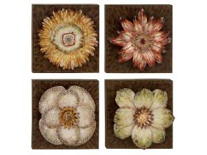 Four PCS Flowers Metal Wall Art Decor